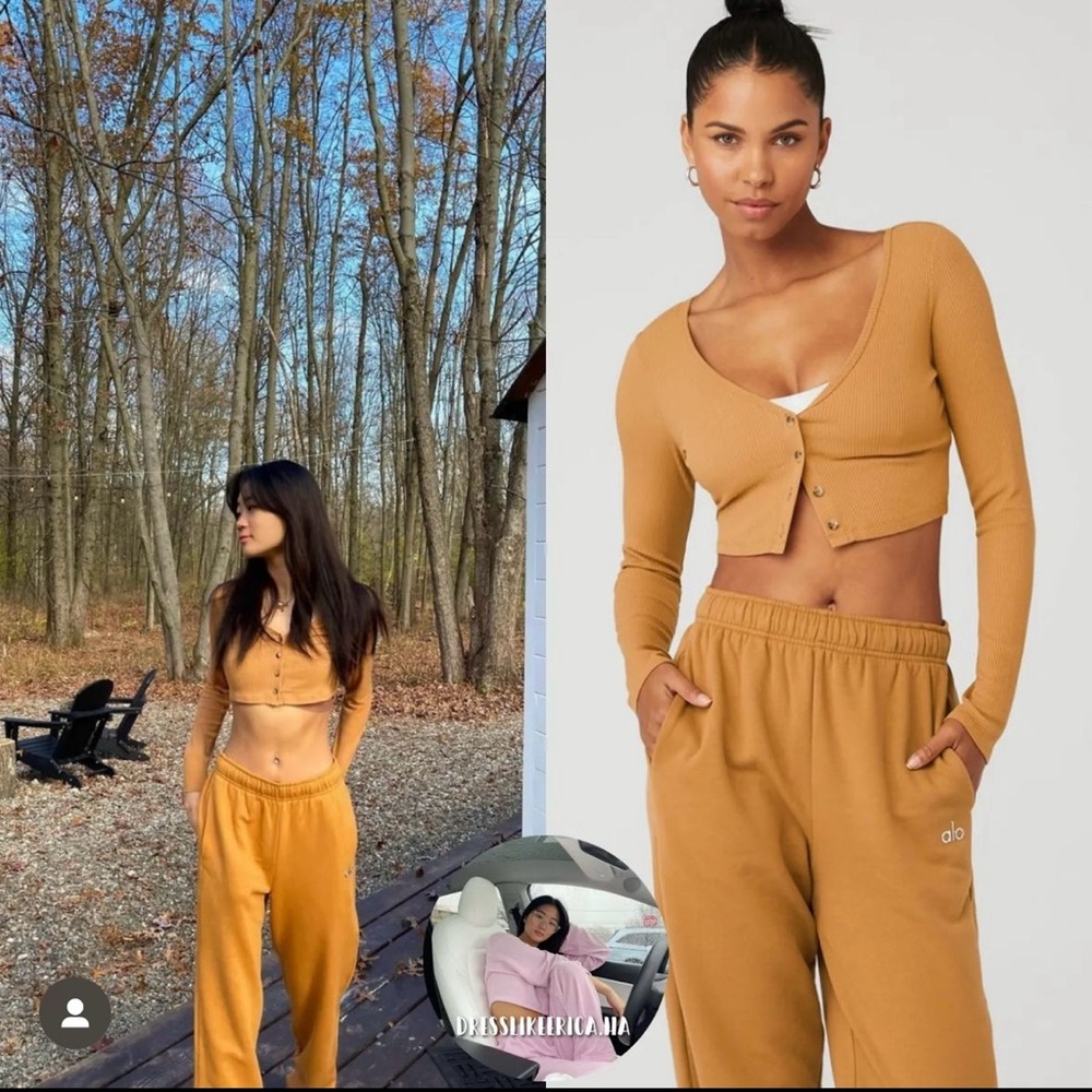 ALO YOGA Toffee Sweatpants Outfit | Accolade Sweatpants | Whisper Cardigan